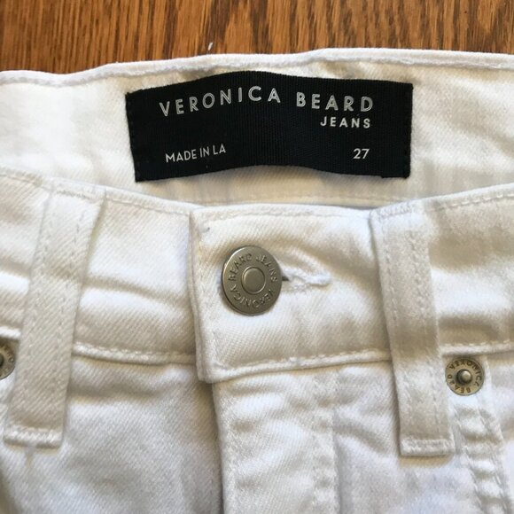 Veronica Beard Carly Kick Flare Jeans Denim Womens 27 White Raw Hem High Rise - Picture 6 of 13